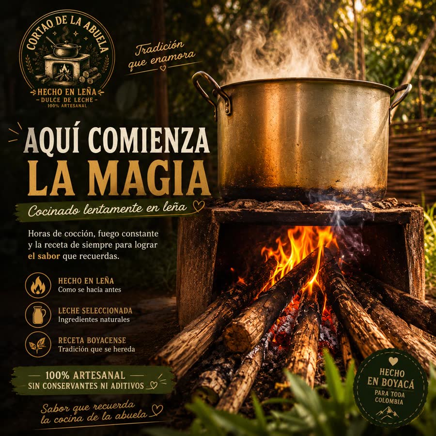 Olla de dulce de leche cocinándose sobre fuego de leña